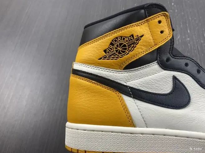 Cheap TBK Yellow Air OG 1 High 555088-711 Toe Jordan 0602